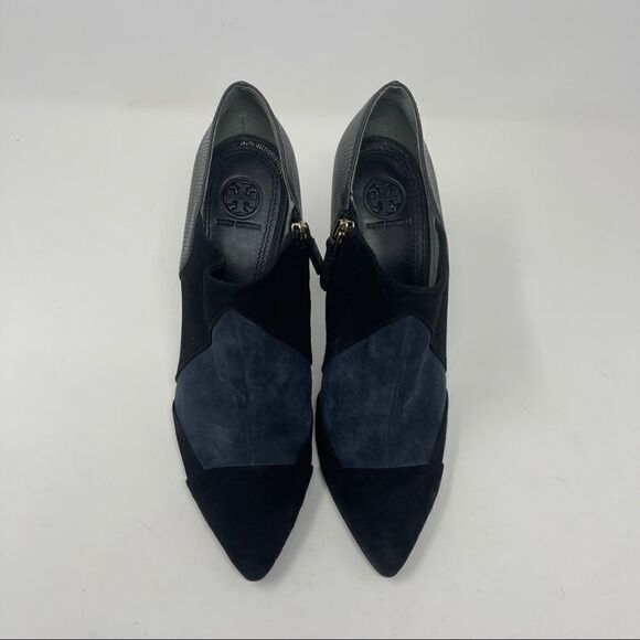 Tory Burch Lorelei Suede Bootie, Navy Stiletto, Size 10M, Side Zip - Picture 2 of 8